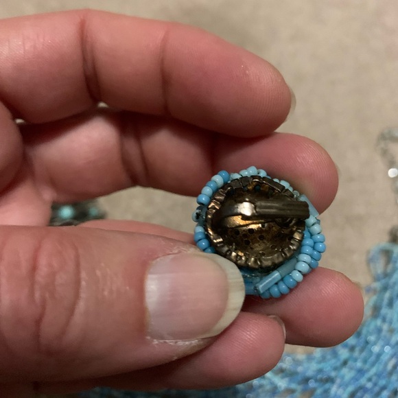 VTG MCM multi-strand seed bead necklace, brooch and one clip earring - Picture 2 of 7